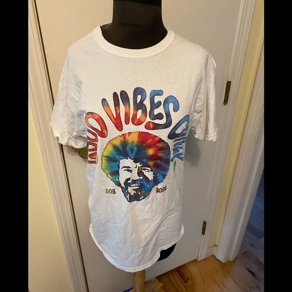 Bob Ross good vibes only tie dye tee shirt all cotton medium - Picture 1 of 5